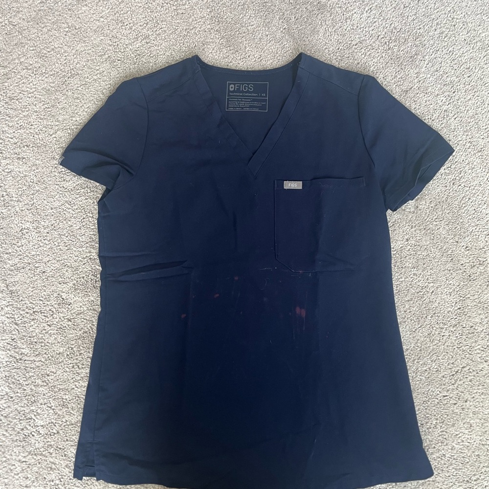 Figs Navy Scrub Top